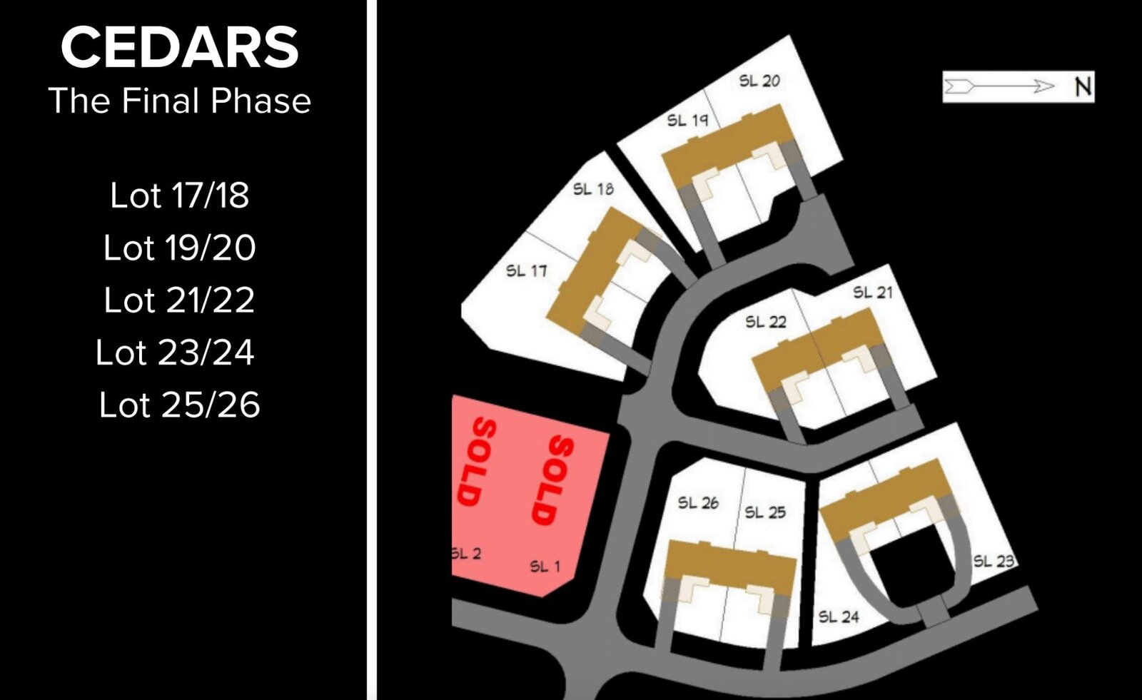 The Cedars site plan showing available units #22, #25, and #26